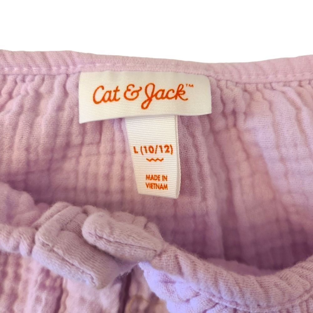 CAT & JACK Top Strappy Cotton Lavender Front Buttons Ruffle Girls sz L - Picture 4 of 6